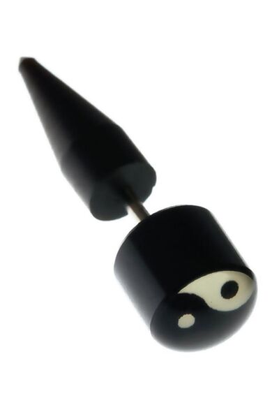 Rouge Ying Yang Figure Bioplast Tapers Earrings