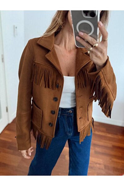 Maldia Shop Women's Western Tan Suede Jacket 1024