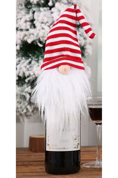 Hediyenza Santa Claus Bottle Top Ornament - Gnome Christmas Wine and Case, Table Decor