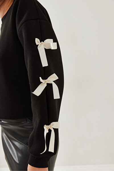 Bianco Lucci Dámská mikina s mašlí se třemi nitěmi 60351183