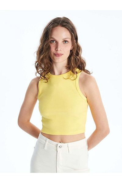 LC Waikiki Lcw Women's Crew Neck Plain Crop