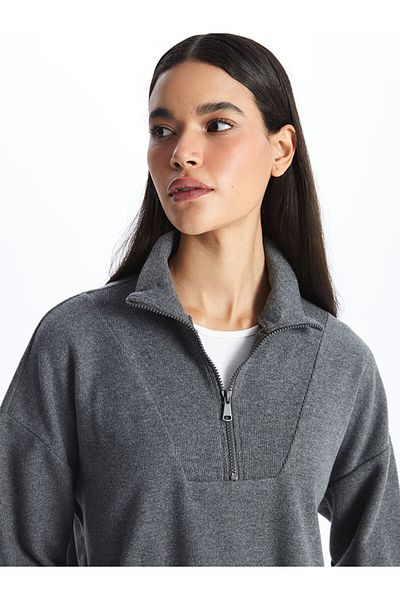 LC Waikiki High Collar Plain Long Sleeve Oversize Women's Knitwear Sweater