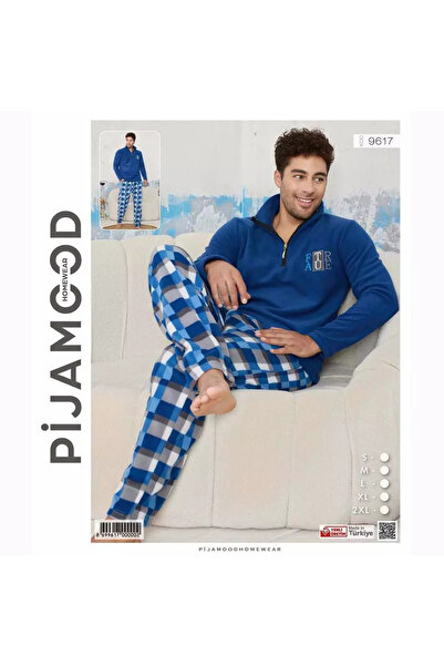 PİJAMOOD ERKEK POLAR DİK YAKA YARIM FERMUAR PİJAMA TAKIMI