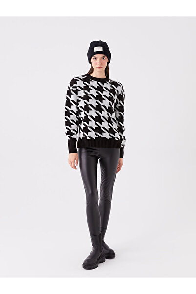 LC Waikiki Black Elastic Waist Leather Look Women's Leggings