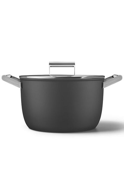 SMEG Cookware 50's Style Prima Plus 5-Piece Black Pot & Pan Set