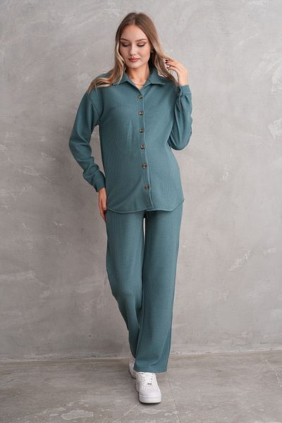 Miss Dünya Lissa Pregnant and Maternity Bottom Top Suit with Front Button Corded Twisted Fabric Pockets