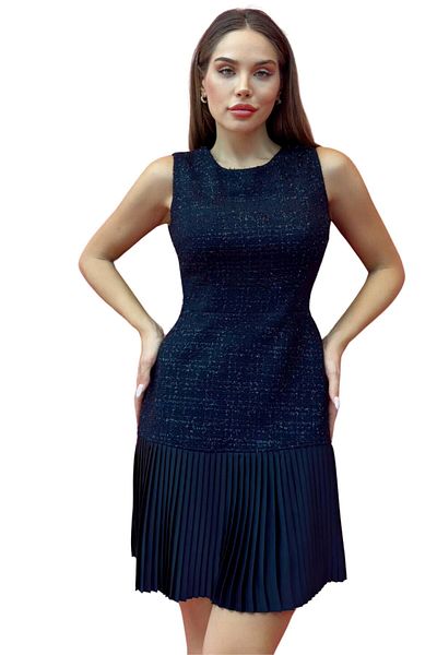 ZISHAN Rochie de damă modernă din țesătură lurex, fără mâneci, cu pliuri 013