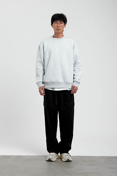 NOMARC Γκρι Crew Neck Basic Hooded Sweatshirt
