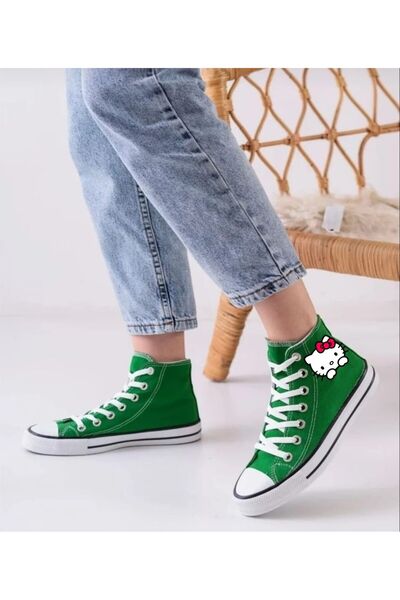 LEVENT ÖZCAN Hello Kitty Baskılı Yeşil Bilekli Spor Ayakkabı Çocuk Sneaker