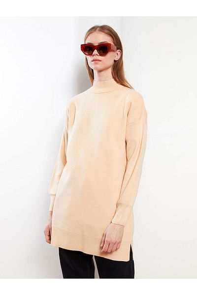 LC Waikiki Half Turtleneck Plain Long Sleeve Women's Knitwear Tunic