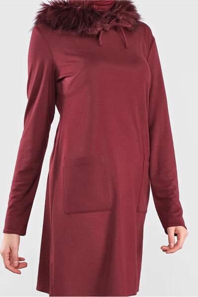 Alvina Fur Hooded Tunic - Lace-Up Model 41292