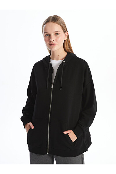 LC Waikiki Kapüşonlu Oversize Kadın Fermuarlı Sweatshirt