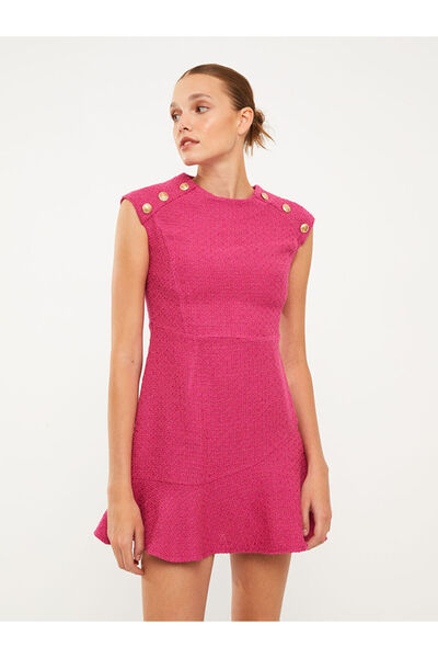 LC Waikiki Pink Women's Crew Neck Button Detailed Sleeveless Dress