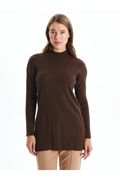 LC Waikiki LW - Dik Yaka Düz Uzun Kollu Kadın Triko Tunik