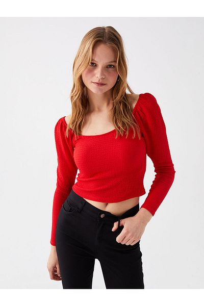 LC Waikiki LCW Vision U Neck Straight Long Sleeve Women's Crop