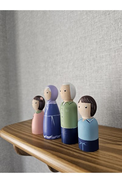 Mesu Ahşap Oyuncaklar Mesu 4-Piece Special Design - Wooden Dolls and Waldorf Montessori Toys
