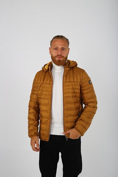 DAKSEL Men's Windproof Hooded Mustard Puffer Coat
