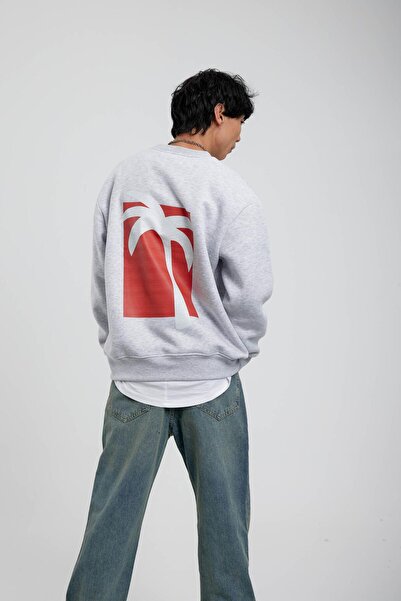 NOMARC Γκρι φούτερ με στάμπα Holiday Palm