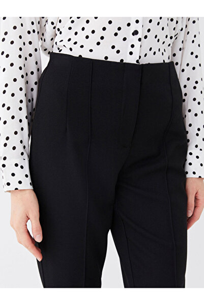 LC Waikiki Black Slim Fit Women's Trousers with Stitching Detail