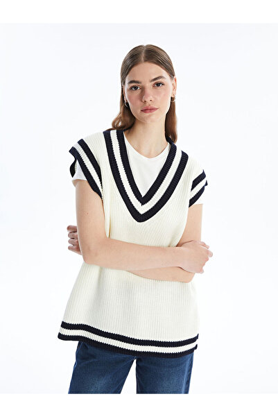 LC Waikiki V Yaka Duz Oversize Kadin Triko Suveter - W4DO88Z8