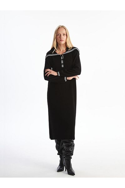 LC Waikiki Damen-Strickkleid mit Schalkragen