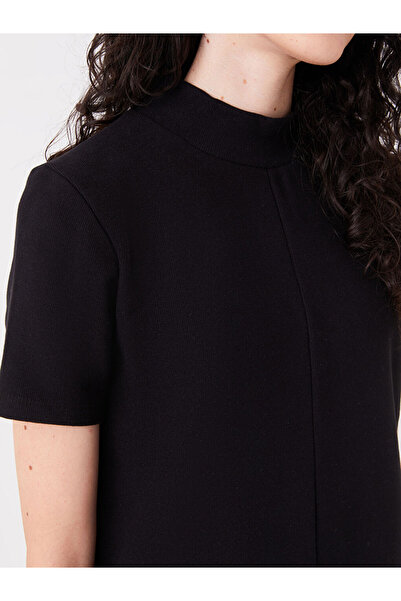 LC Waikiki Black Crew Neck Plain Short Sleeve Women's Bodycon Dress