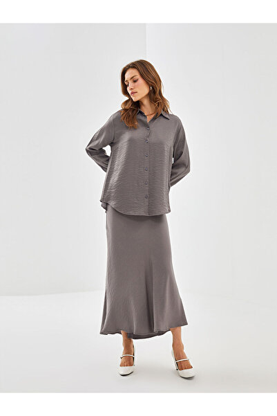 LC Waikiki Lcwaikiki - Classic Gray Satin Women's Shirt