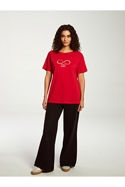 LC Waikiki Lcwaikiki Red Ataturk Printed Crew Neck Women's T-Shirt