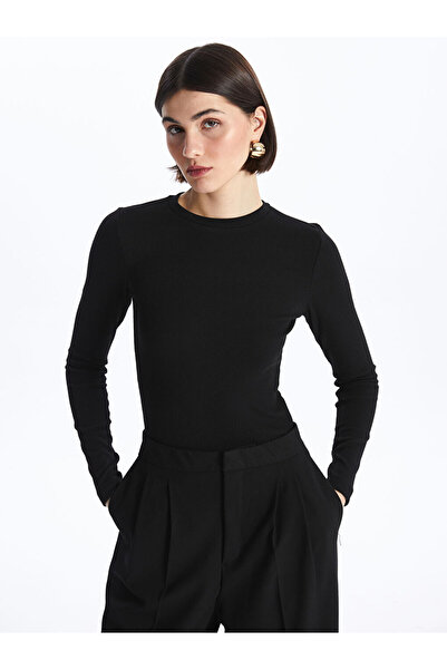 LC Waikiki Bisiklet Yaka Düz Uzun Kollu Kadın Tişört