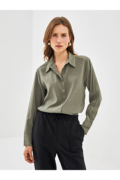LC Waikiki Classic Khaki Women's Shirt - Relaxed Fit