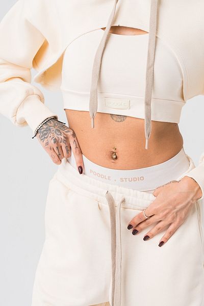 go gang own Feel Internal Crop Detailed Hooded Women's Short Sweatshirt