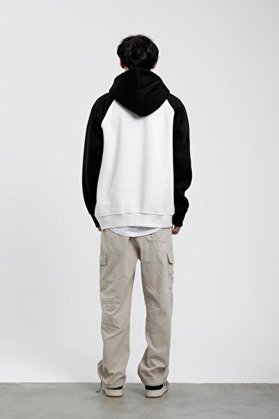 NOMARC Біла чорна кофта з капюшоном і рукавами