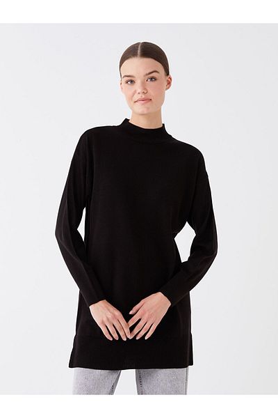 LC Waikiki Women's Knitwear Tunic - Half Turtleneck, Solid, Long Sleeve