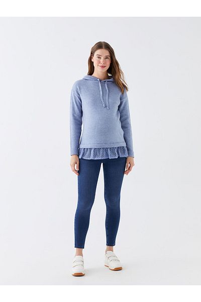 LC Waikiki Hooded Plain Long Sleeve Maternity Knitwear Sweater