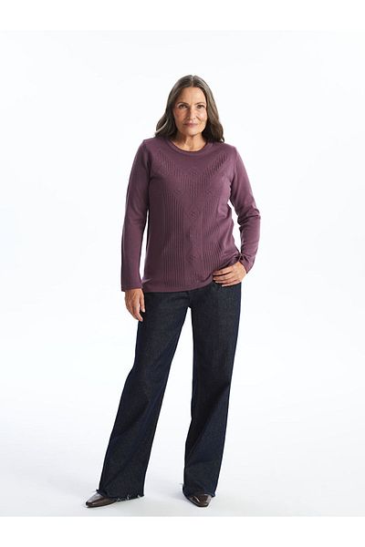 LC Waikiki Long Sleeve Crew Neck Patterned Women's Knitwear Sweater
