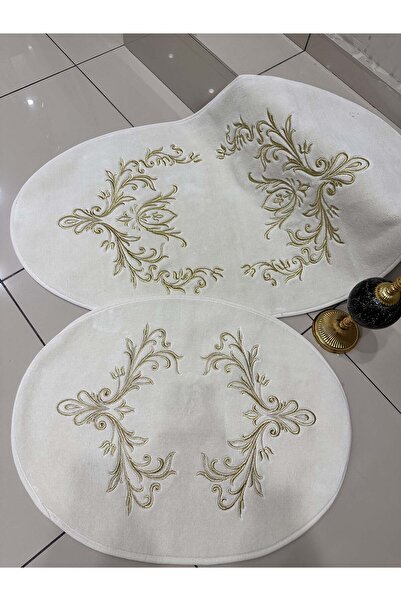 incisecrethome Set covor covor oval brodat cu aur și argint, două piese 70x120