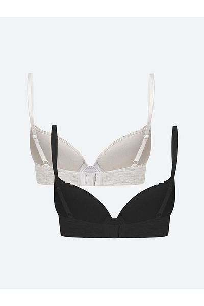 LC Waikiki LCW DREAM - Tricou și sutien cu sârmă cu dantelă neagră, pachet de 2