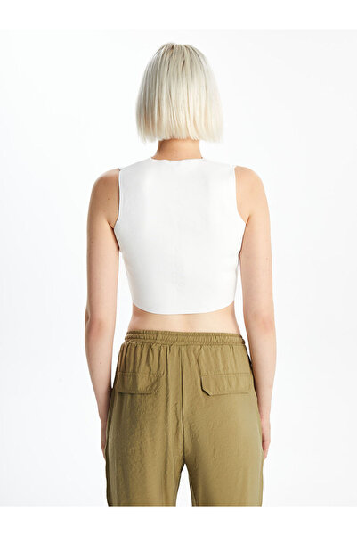 LC Waikiki White V-Neck Women's Knitwear Vest