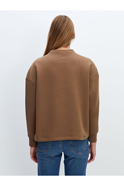 LC Waikiki Дамски дебел суитшърт с щампа и кръгло деколте