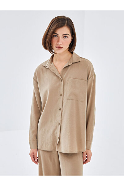 LC Waikiki Beige Oversize Women's Shirt