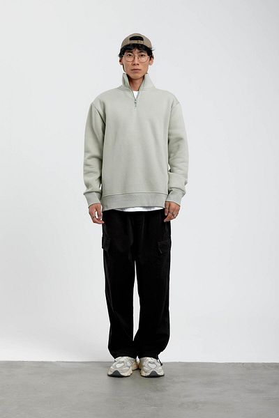 NOMARC Φούτερ Basic Hoodie με πράσινο γιακά μέντας