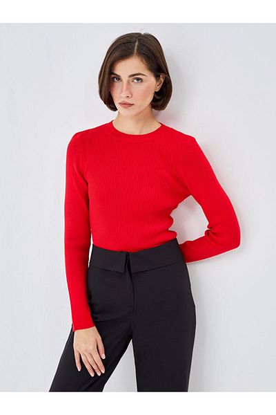 LC Waikiki Crew Neck Textured Women's Knitwear Sweater