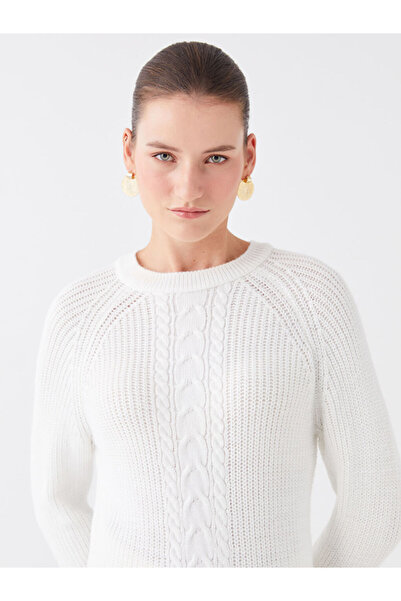 LC Waikiki Long Sleeve Crew Neck Patterned Women's Knitwear Sweater