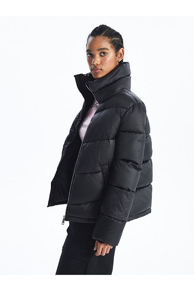 LC Waikiki Women's Stand Collar Plain Puffer Jacket