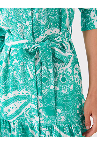 LC Waikiki Green Patterned Long Sleeve Women's Shirt Dress