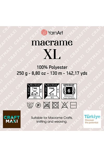 Yarnart MACRAME XL - ΜΠΕΖ Μακραμέ Πλεκτό Σχοινί - 170