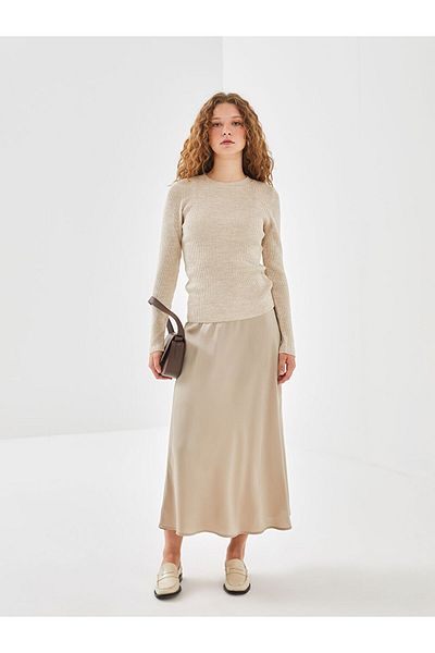LC Waikiki Beige Crew Neck Women's Knitwear Sweater