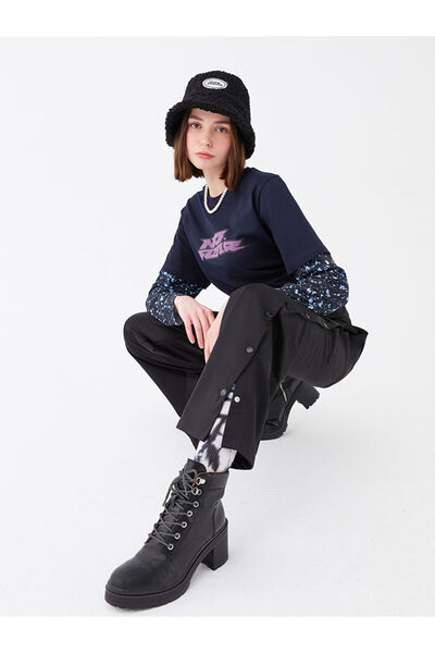 LC Waikiki Γυναικεία φούτερ με στάμπα με ελαστική μέση