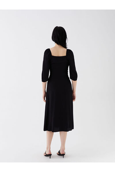 LC Waikiki Black Square Neck Plain Moroccan Women's Dress