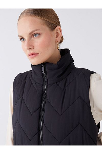 LC Waikiki Dámská nafouknutá vesta s vlastním vzorem LCW Modest Stand-up Collar